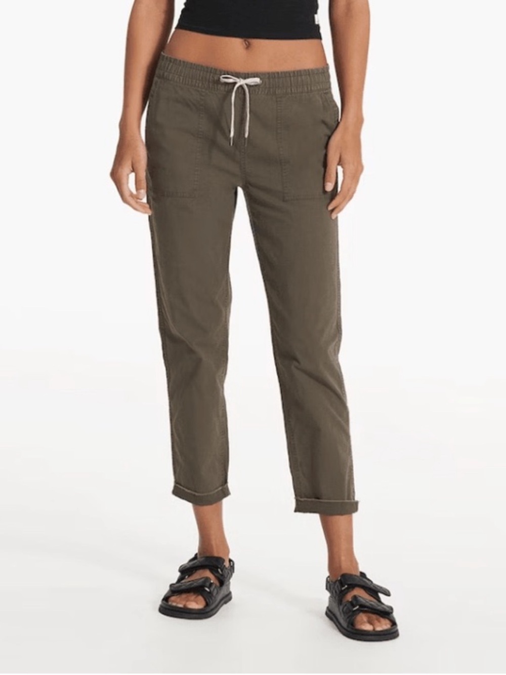 Vuori Ripstop Vintage Pants Dark Oregano Raw Hem Organic Cotton Womenโs XL